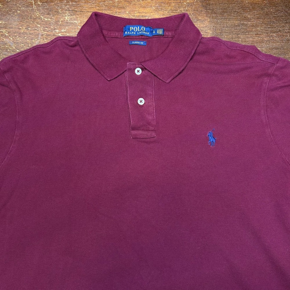 Polo Ralph Lauren Long Sleeve Rugby Polo Shirt Men's L Classic Fit Burgundy